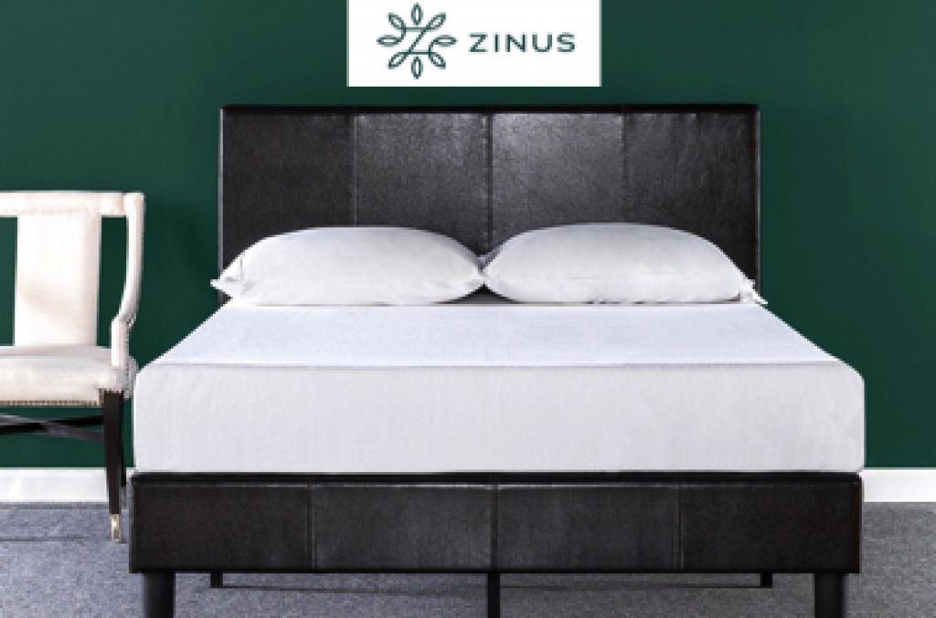 Zinus Leather Upholstered with Wooden Slats